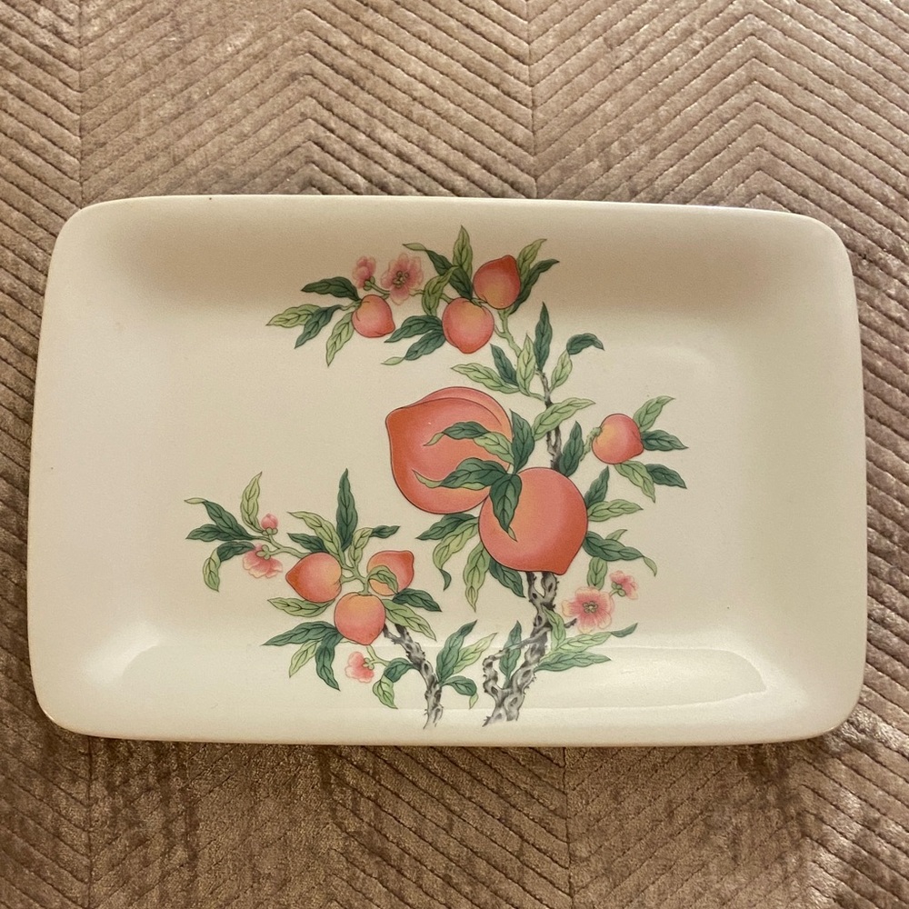 Vintage Dolphin Fine China rectangular serving tray Mandarin pattern peaches 🍑